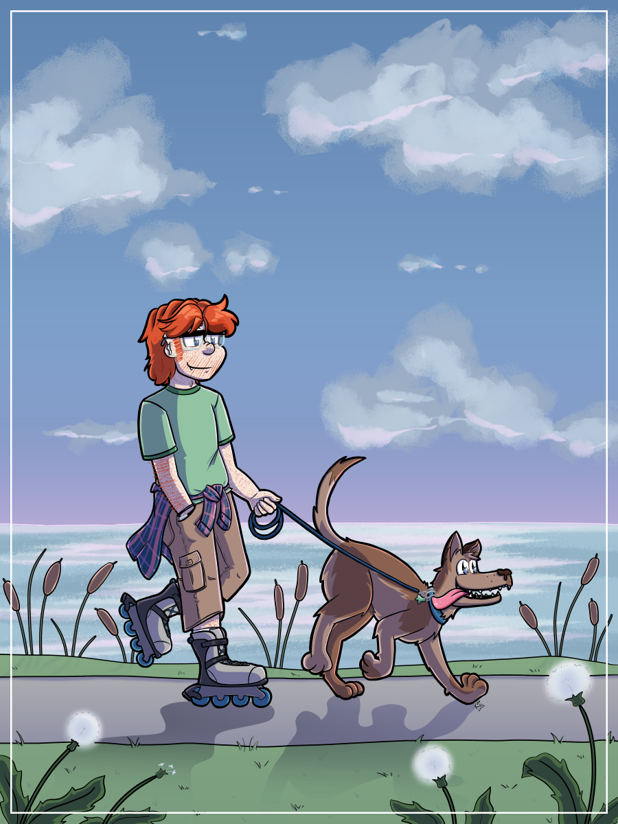 I like to think that this image is about 5 minutes before Pippin sees the cattails and veers into the lake at top speed to eat a forbidden hot dog while Tommy careens after, unable to stop.